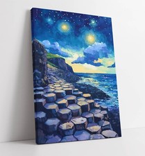 Listing image for NIGHT SKY AT GIANT'S CAUSEWAY IN IRELAND FRAMED CANVAS WALL ART PICTURE PRINT