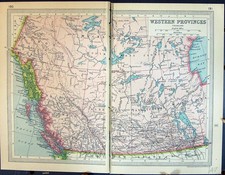 Listing image for Old Print 1931 Dent Map Western Provinces Saskatchewan Manitoba Vancouver 20th