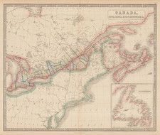 Listing image for Map Of Canada, Nova Scotia & Brunswick 1856 Vintage Historic Map Poster Print