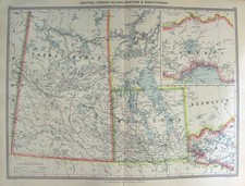 Listing image for Original Old Antique Print Harmsworth Map 1906 Canada Manitoba Saskatchewan